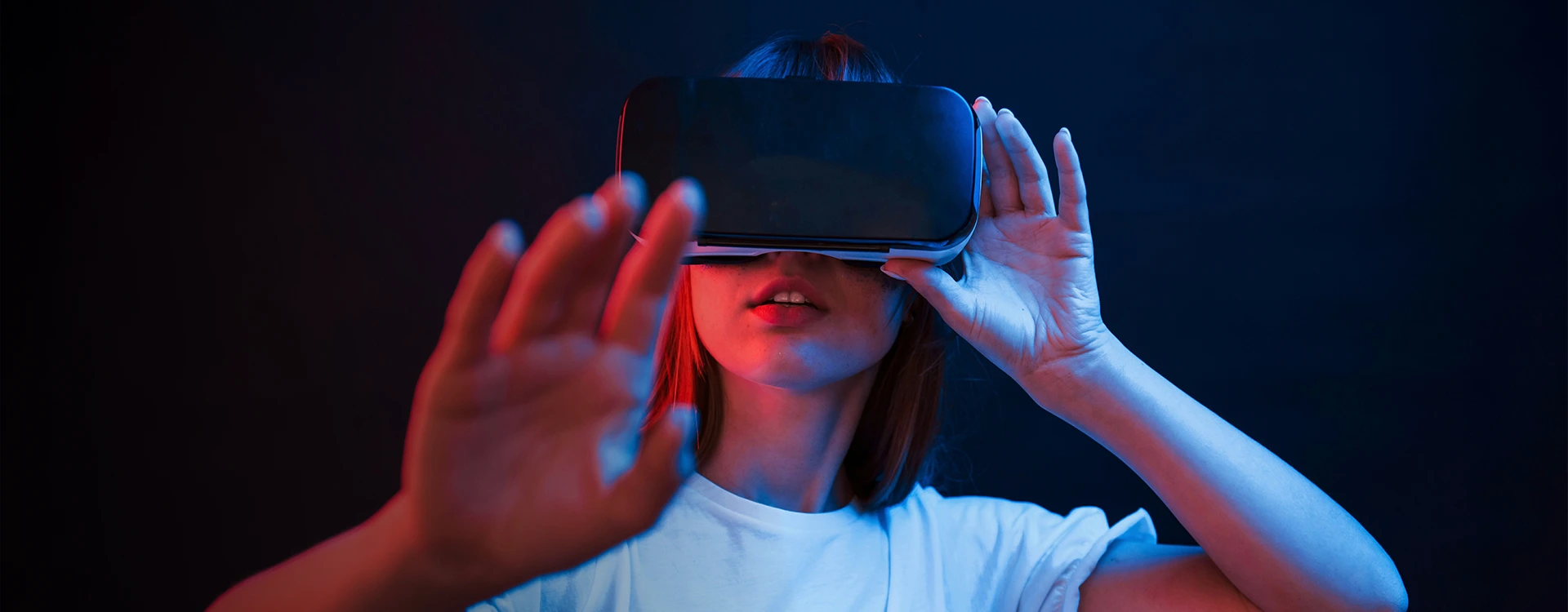 Young Woman Wearing VR Headset