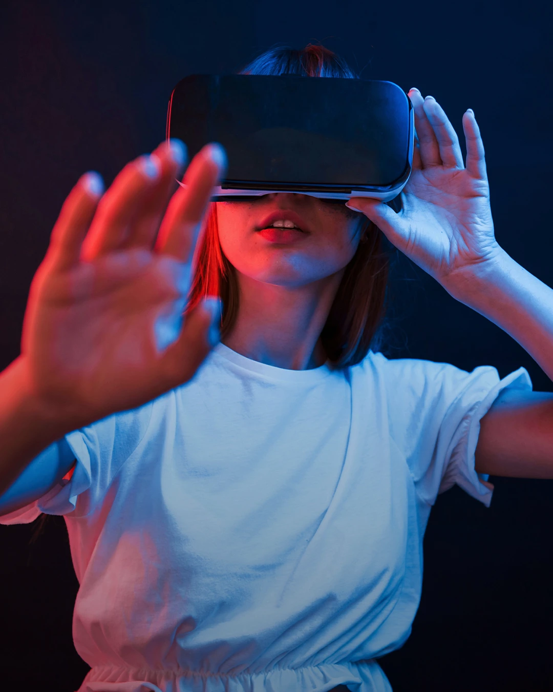 Young Woman Wearing VR Headset